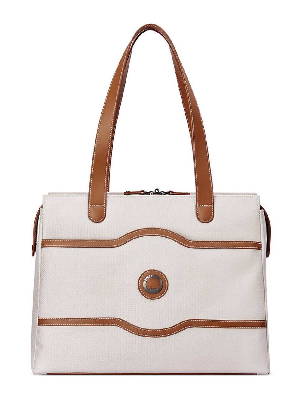 Delsey Paris Chatelet Air 2.0 Shoulder Bag in Angora with brown vegan leather